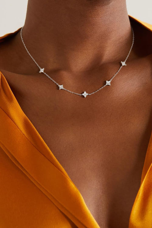 Dainty Silver Necklaces for Women Silver Plated Choker Trendy Non Tarnish Simple CZ Necklace Trendy Jewelry Gifts