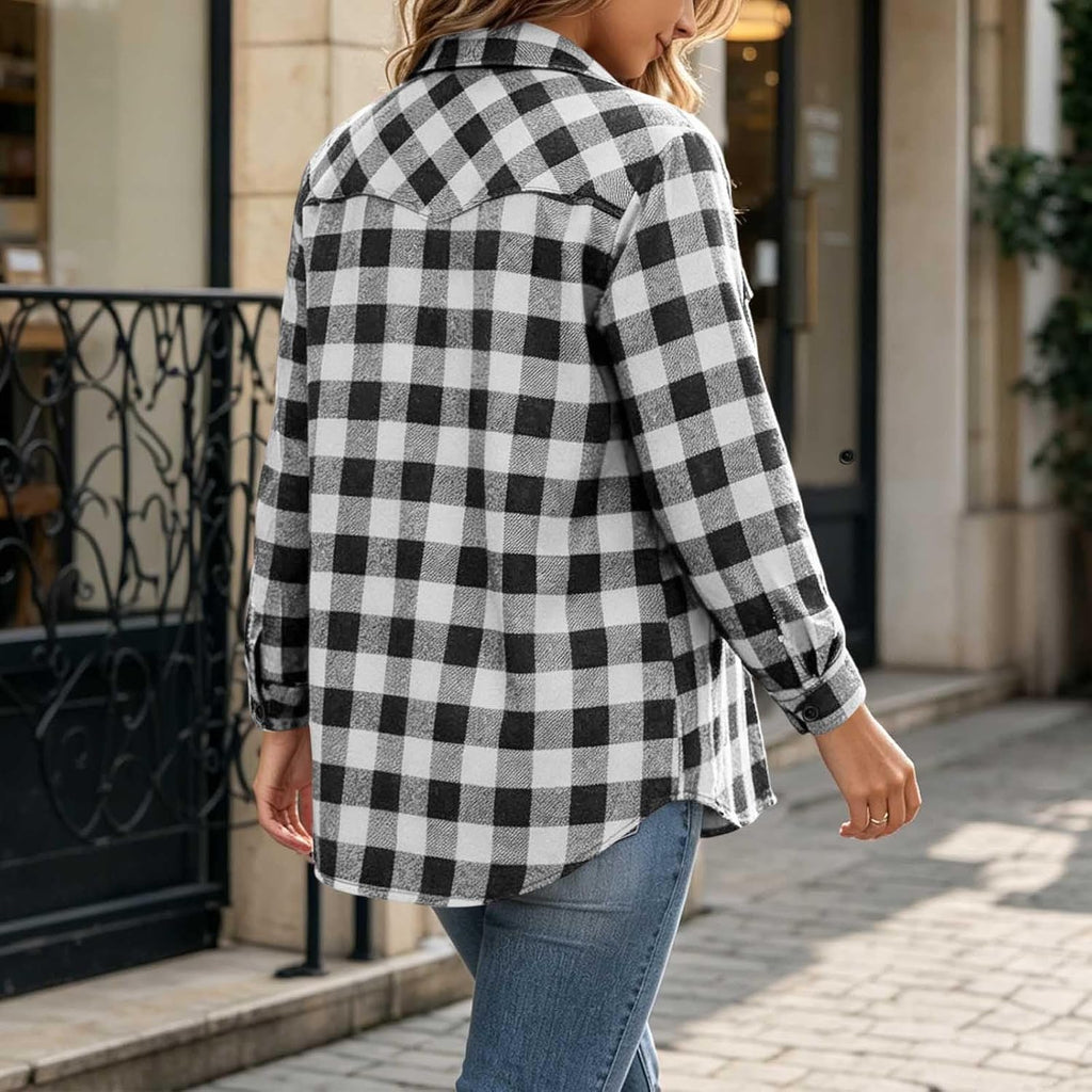 Women  Cotton Brushed Flannel Shirts Lightweight Loose Fit Blouse Business Casual Office Outfits 2026 Fashion Fall Spring Clothes