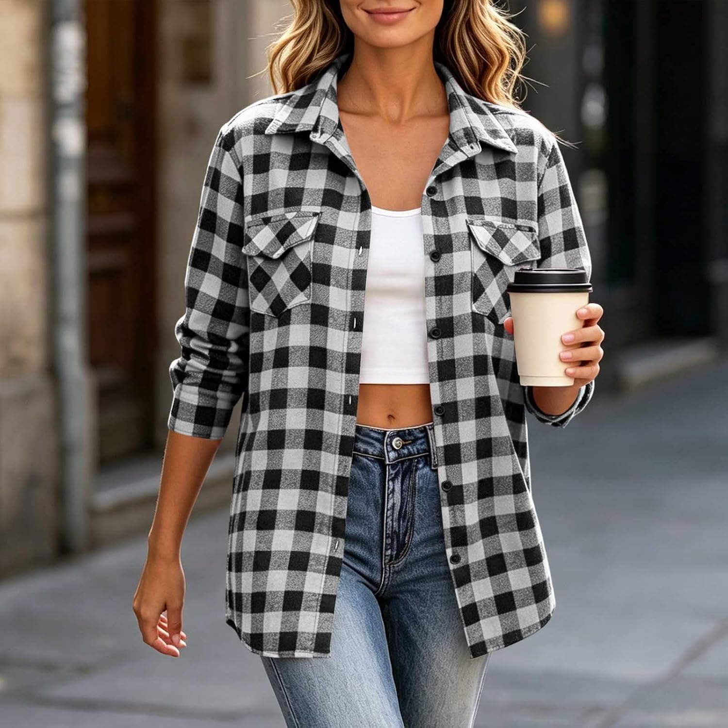 Women  Cotton Brushed Flannel Shirts Lightweight Loose Fit Blouse Business Casual Office Outfits 2026 Fashion Fall Spring Clothes