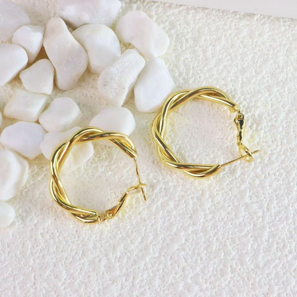 Gold Hoop Earrings for Women Gold Twisted Hoop Earrings