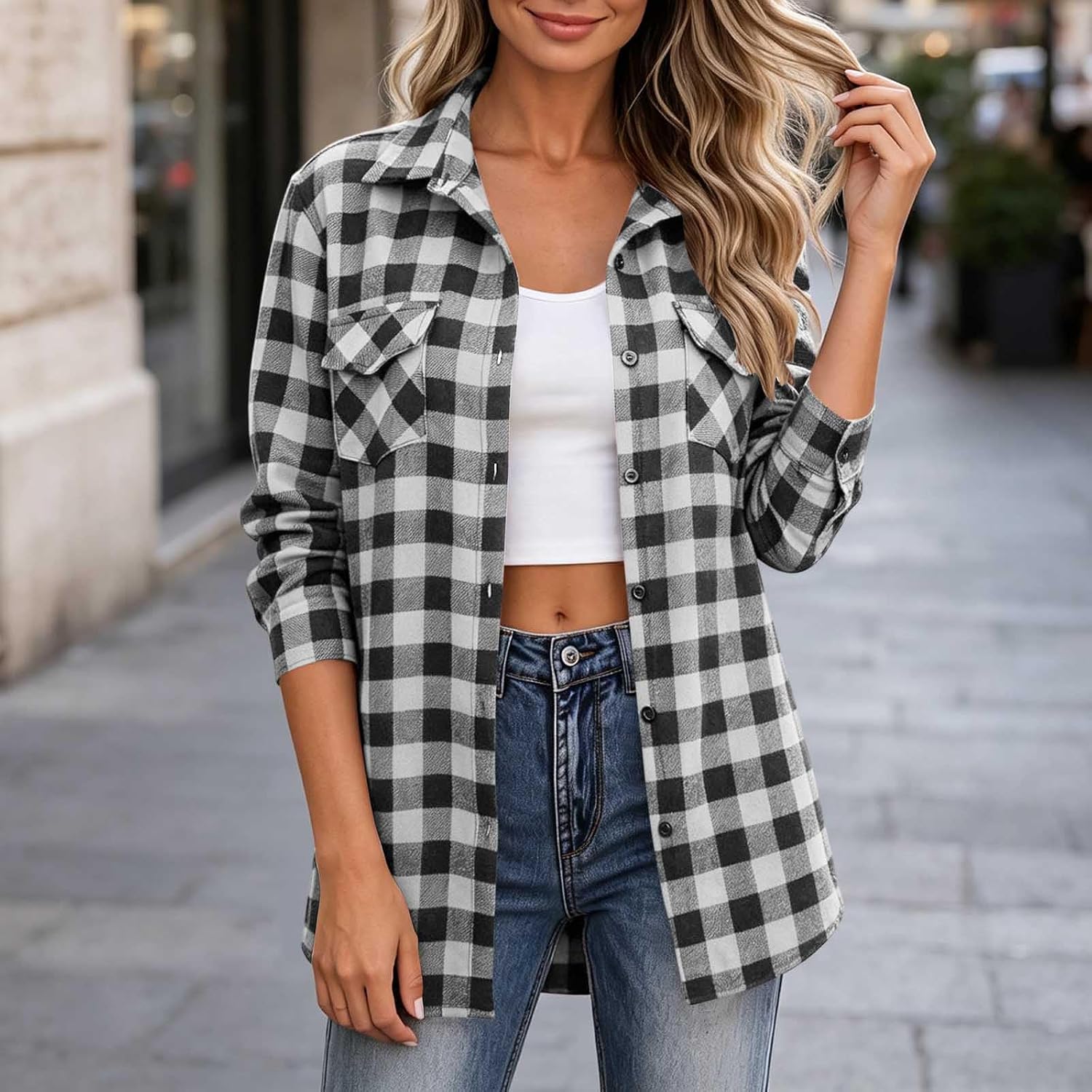 Women  Cotton Brushed Flannel Shirts Lightweight Loose Fit Blouse Business Casual Office Outfits 2026 Fashion Fall Spring Clothes