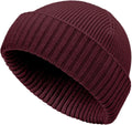 Women Warm Winter Cap Wine | 2-Way Fold. Short Fisherman Skull Cap or Long Trawler Watch Cap for Ear Cover