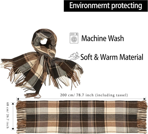 KorhLeoh Winter Plaid Scarf for Women Vintage Oversized Winter Scarves Shawls Wraps Blanket with Tassel at Amazon Women's Clothing store