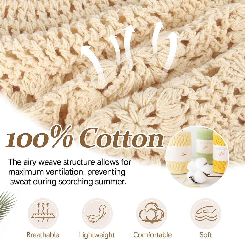 Women's 100% Cotton Handmade Crochet Hat Boho Beanie Handmade Knit Skull Caps for All Seasons