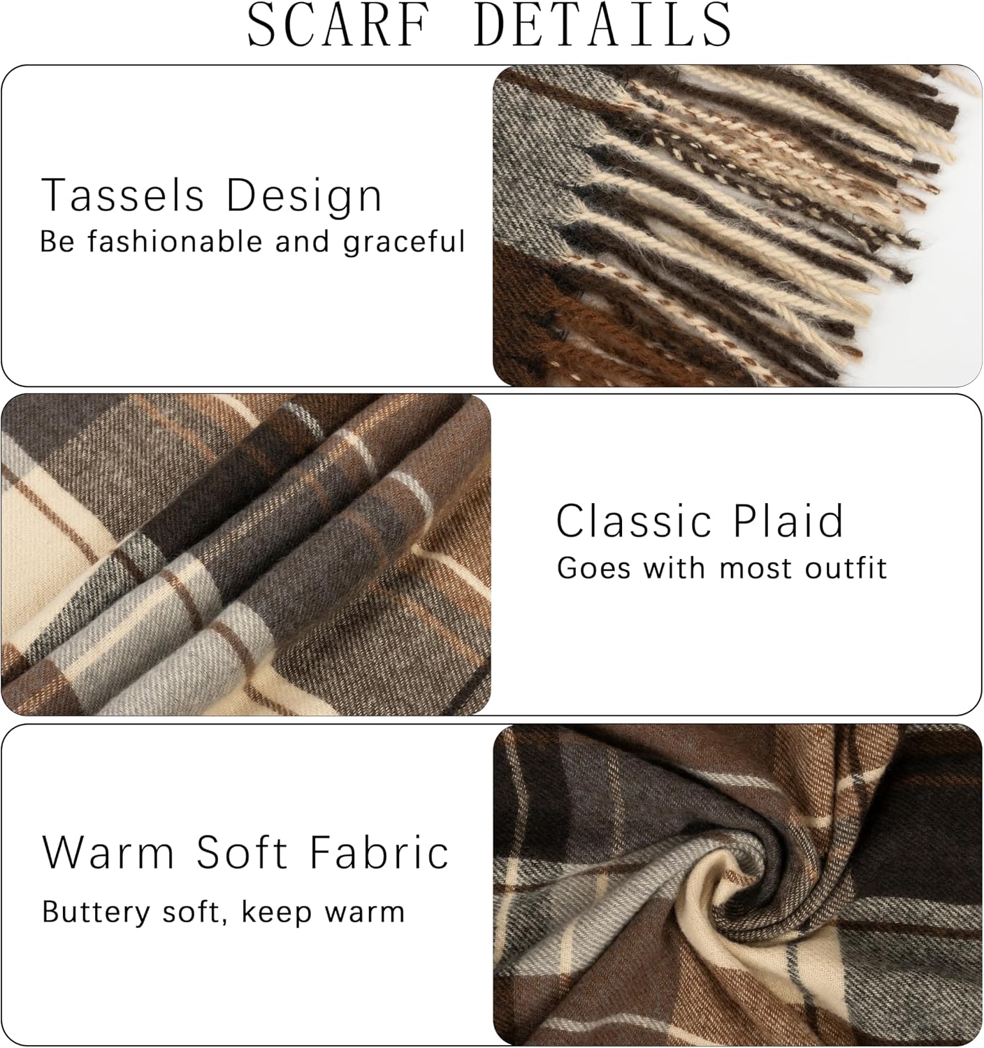 Women Vintage Oversized Winter Scarves Shawls Wraps Blanket with